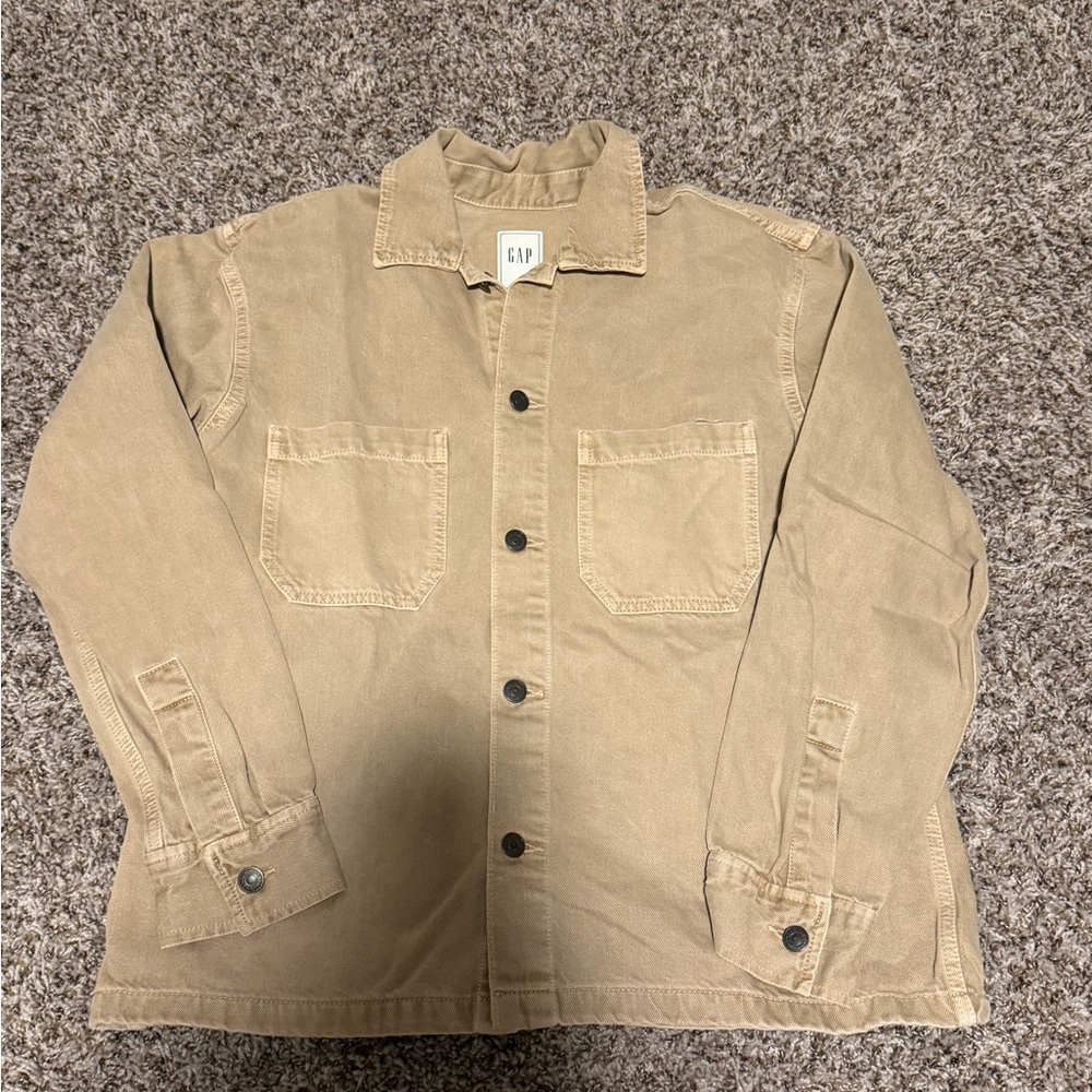 GAP Men's Light Brown Khaki Twill Shirt Jacket